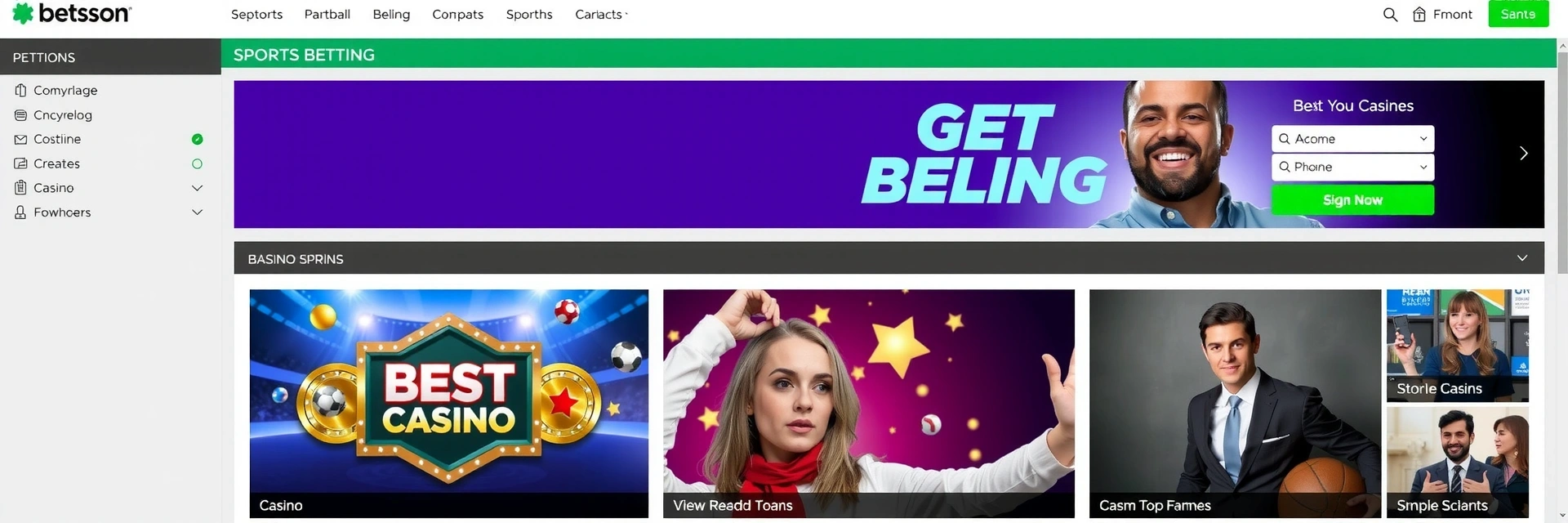 Interfaz de Betsson.bet.ar mostrando opciones de casino