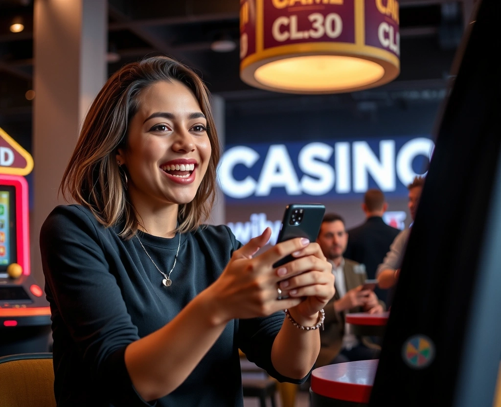 Jugador disfrutando de casino online en dispositivo móvil